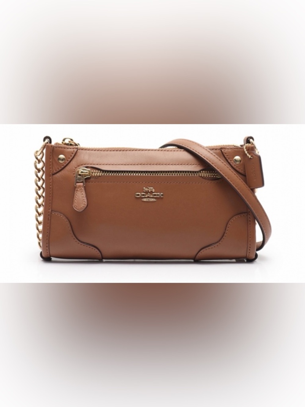 Coach Leather Crossbody Bag in Saddle Brown with Gold Hardware